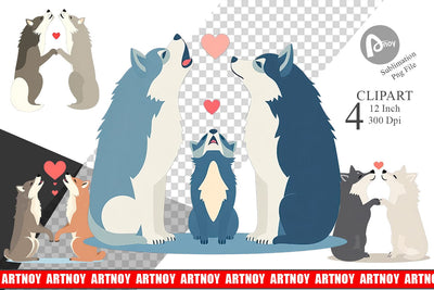 Clipart Love Wolf Sublimation artnoy 