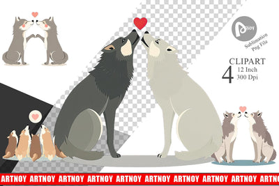 Clipart Love Wolf Sublimation artnoy 