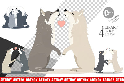 Clipart Love Wolf Sublimation artnoy 