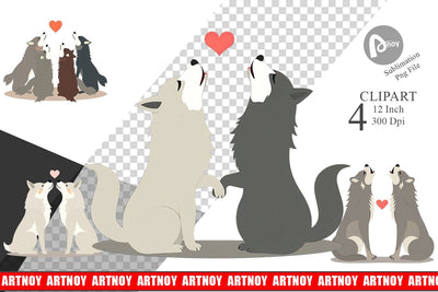 Clipart Love Wolf Sublimation artnoy 