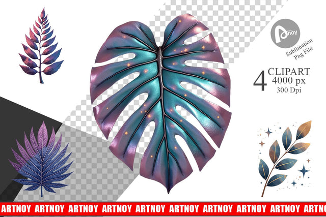 Clipart Metallic Botanicals Sublimation artnoy 