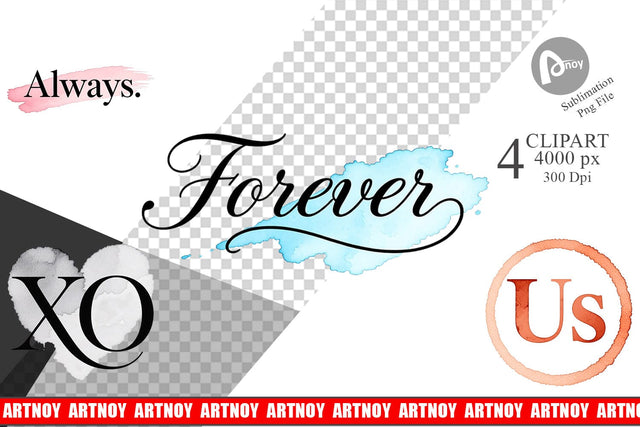 Clipart Minimalist Romance Watercolor Sublimation artnoy 