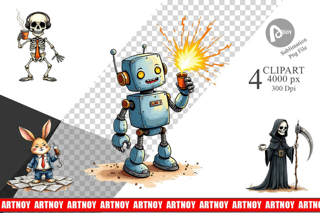 Clipart Monday Morning Zombies Office Coffee Humor Sublimation artnoy 