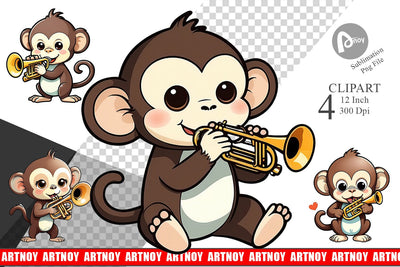 Clipart Monkey New Year Sublimation artnoy 