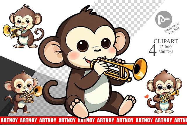 Clipart Monkey New Year Sublimation artnoy 