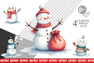 Clipart Moody Snowmen Sublimation artnoy 