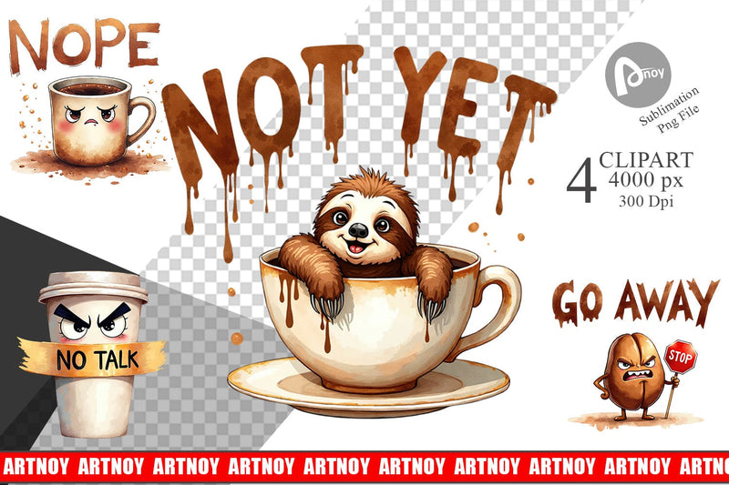 Clipart Morning Grump Coffee Sarcastic Quotes Sublimation artnoy 