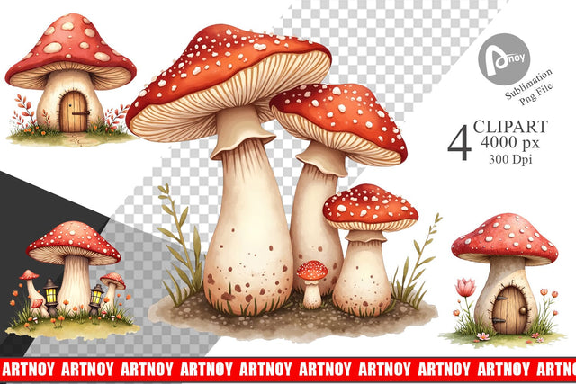 Clipart Mushroom Homes Sublimation artnoy 