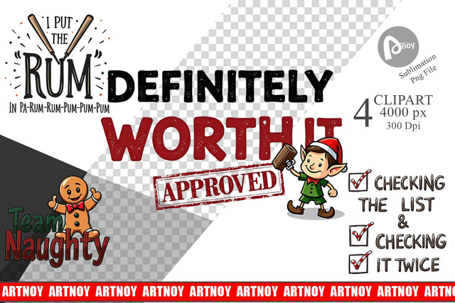 Clipart Naughty List Funny Christmas Sublimation artnoy 