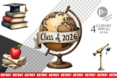 Clipart Nostalgic Academia Vintage School Supplies Sublimation artnoy 