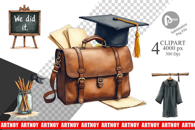Clipart Nostalgic Academia Vintage School Supplies Sublimation artnoy 