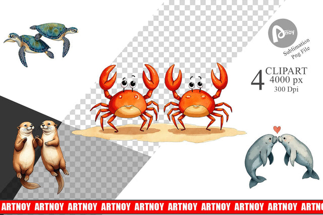 Clipart Oceanic Embrace Watercolor Lovers Sublimation artnoy 