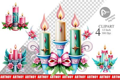 Clipart Ornate Candles Sublimation artnoy 