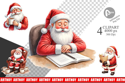 Clipart Overworked Santa Sublimation artnoy 