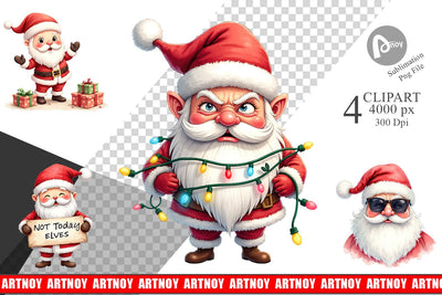 Clipart Overworked Santa Sublimation artnoy 