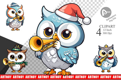 Clipart Owl New Year Sublimation artnoy 