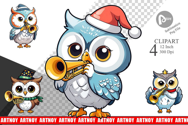Clipart Owl New Year Sublimation artnoy 