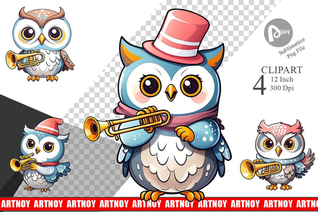 Clipart Owl New Year Sublimation artnoy 
