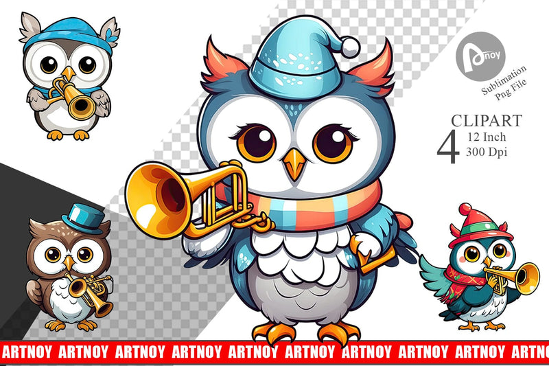 Clipart Owl New Year Sublimation artnoy 