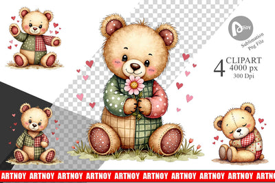 Clipart Patchwork Bear Adventures Sublimation artnoy 