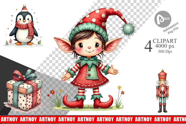 Clipart Patchwork Christmas Cute Sublimation artnoy 