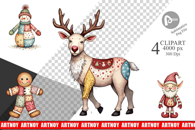 Clipart Patchwork Christmas Wonder Sublimation artnoy 