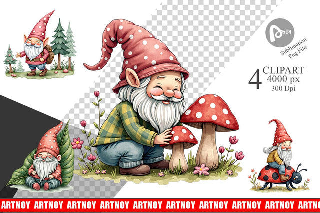 Clipart Patchwork Gnome Collection Sublimation artnoy 