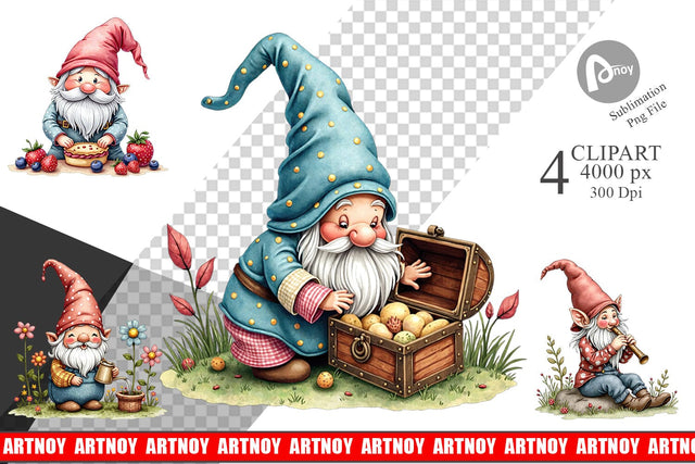 Clipart Patchwork Gnome Collection Sublimation artnoy 