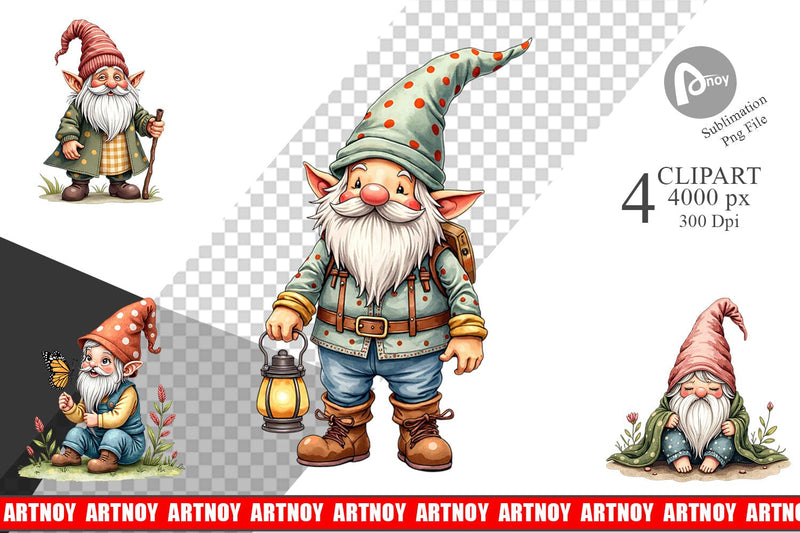 Clipart Patchwork Gnomes Sublimation artnoy 