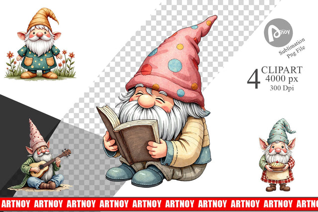 Clipart Patchwork Gnomes Sublimation artnoy 
