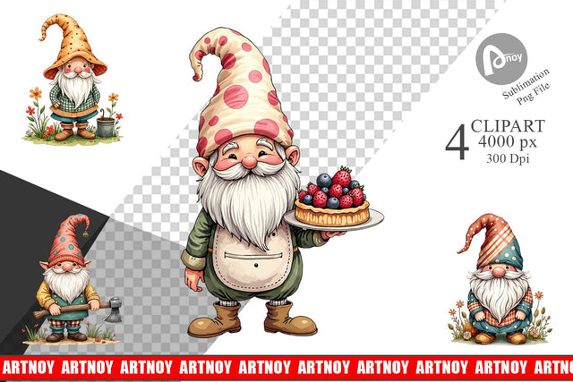 Clipart Patchwork Gnomes Sublimation artnoy 