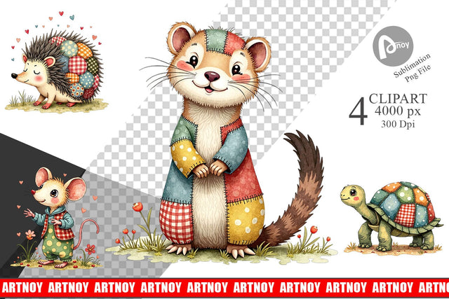 Clipart Patchwork Pet Pals Sublimation artnoy 