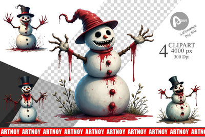 Clipart Quirky Snowman Sublimation artnoy 