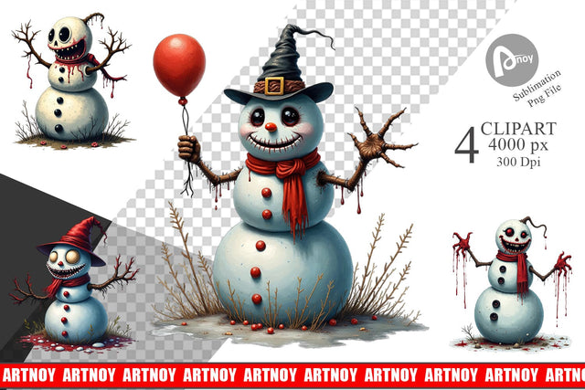 Clipart Quirky Snowman Sublimation artnoy 