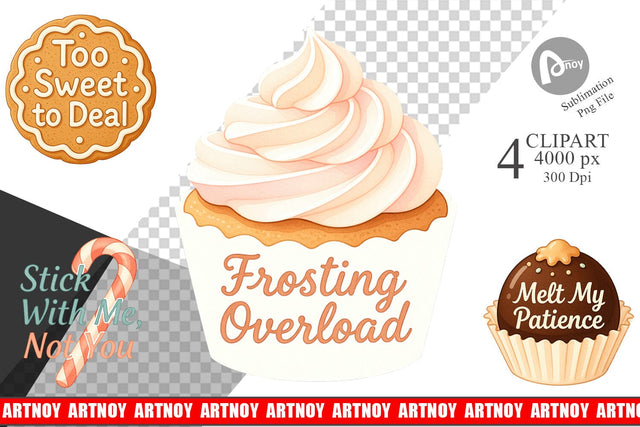 Clipart Quotes Watercolor Christmas Dessert Drama Sublimation artnoy 