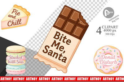 Clipart Quotes Watercolor Christmas Dessert Drama Sublimation artnoy 