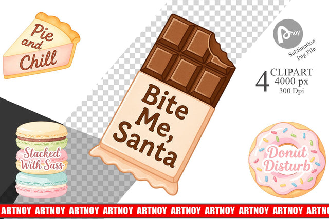 Clipart Quotes Watercolor Christmas Dessert Drama Sublimation artnoy 