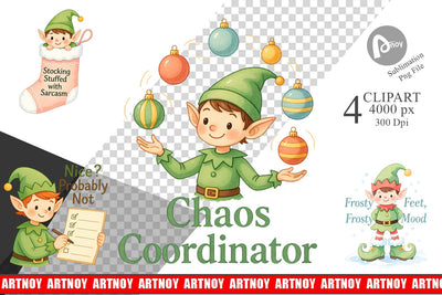 Clipart Quotes Watercolor Elf Antics and Sarcasm Sublimation artnoy 