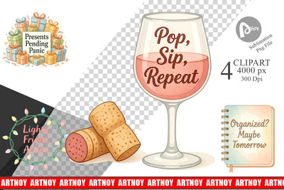 Clipart Quotes Watercolor Holiday Chaos Essentials Sublimation artnoy 