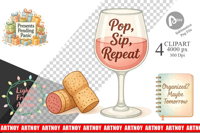 Clipart Quotes Watercolor Holiday Chaos Essentials Sublimation artnoy 