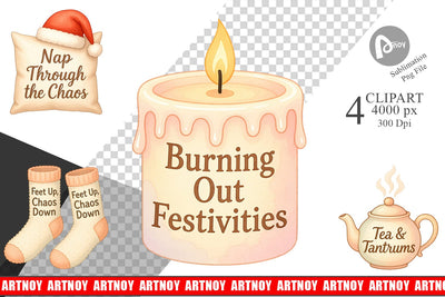 Clipart Quotes Watercolor Holiday Chaos Essentials Sublimation artnoy 