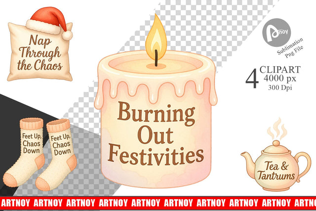 Clipart Quotes Watercolor Holiday Chaos Essentials Sublimation artnoy 