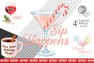 Clipart Quotes Watercolor Wine and Whine Holidays Sublimation artnoy 