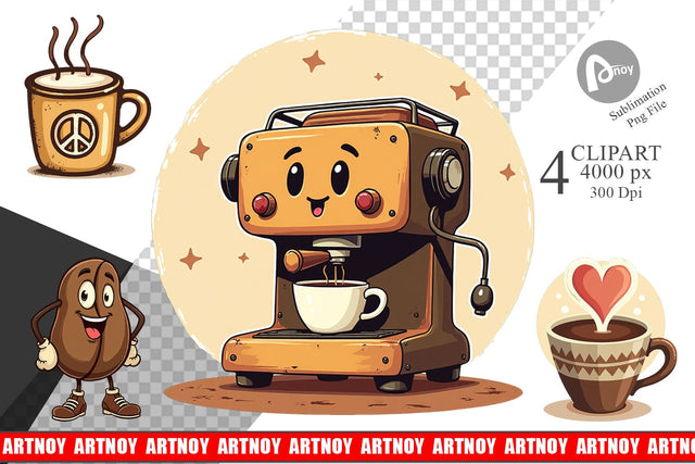 Clipart Retro Coffee Sublimation artnoy 