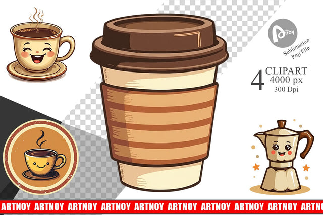 Clipart Retro Coffee Sublimation artnoy 