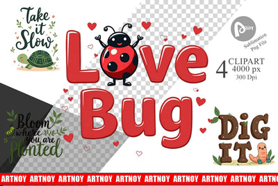 Clipart Retro Garden Critters Cute Motivational Quote Art Sublimation artnoy 