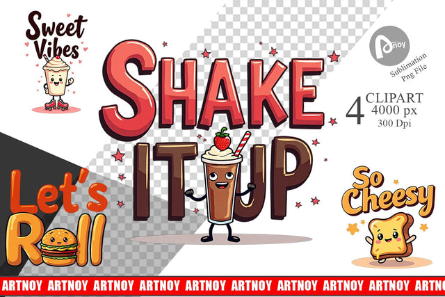 Clipart Retro Kawaii Diner Delights Cute Food Quote Sublimation artnoy 