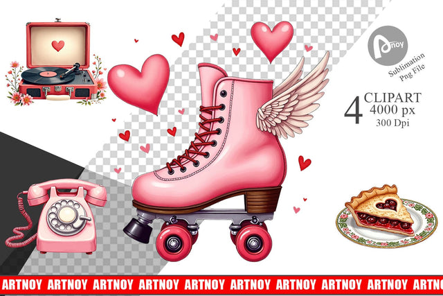 Clipart Retro Valentine's Sweetheart Cafe Sublimation artnoy 
