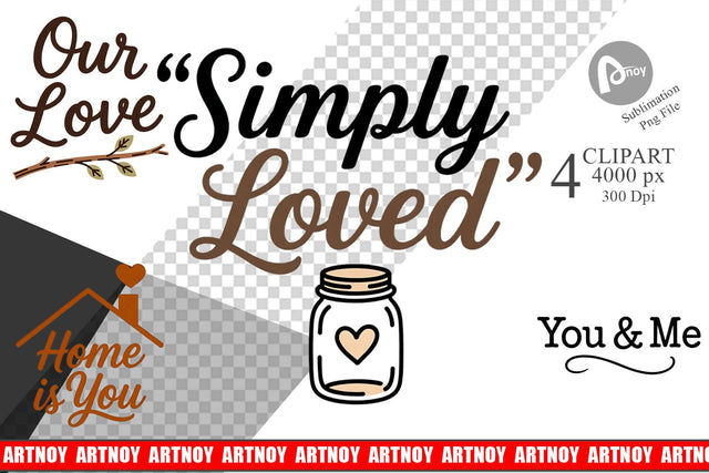 Clipart Rustic Farmhouse Valentine Quotes Sublimation artnoy 