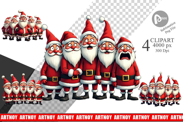 Clipart Santa Emotion Extravaganza Sublimation artnoy 
